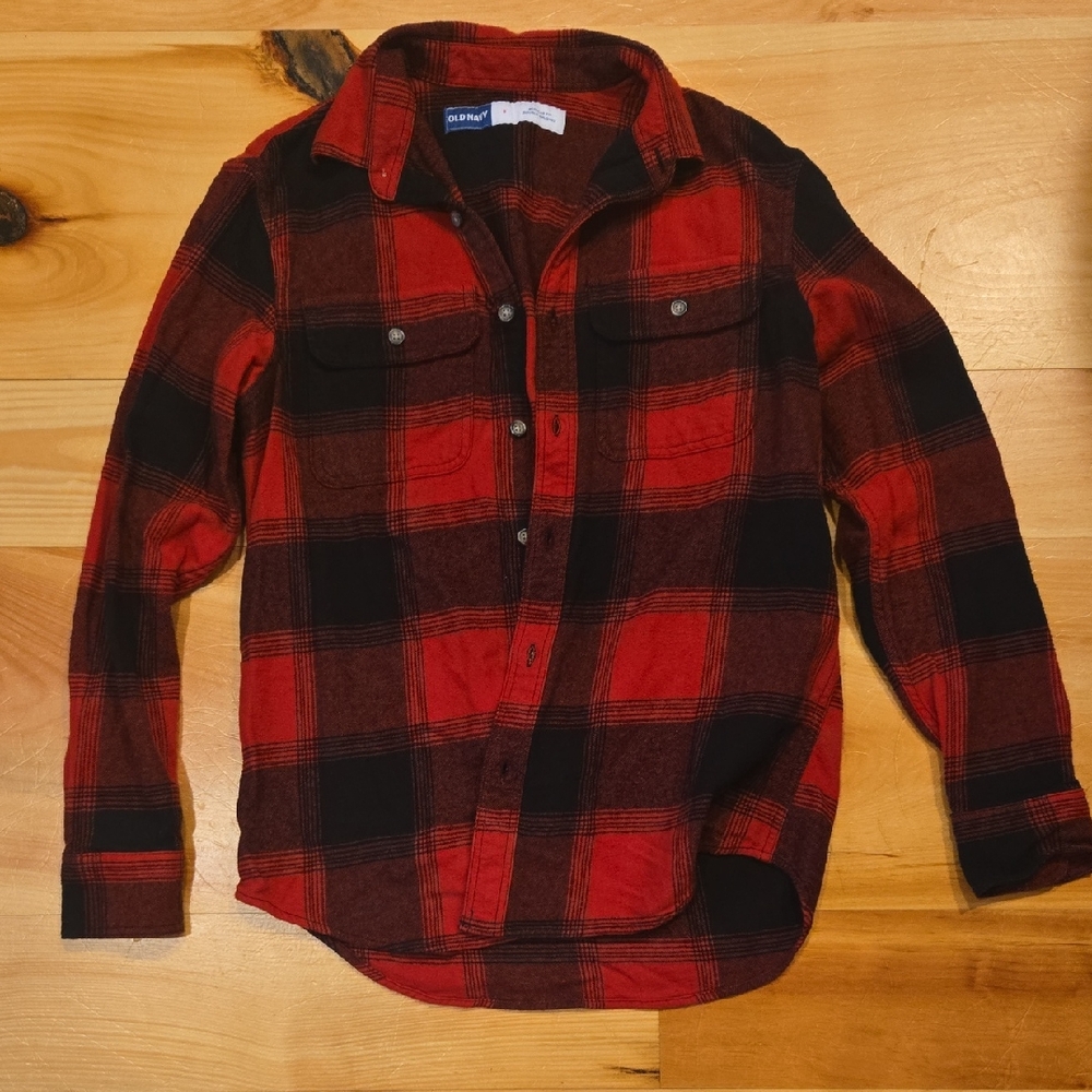 Old Navy Red and Black Plaid Shirt